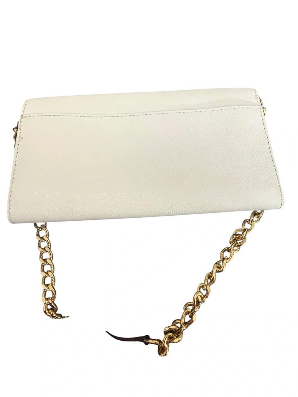 Michael Kors Ivory Crossbody Wallet with Gold Chain